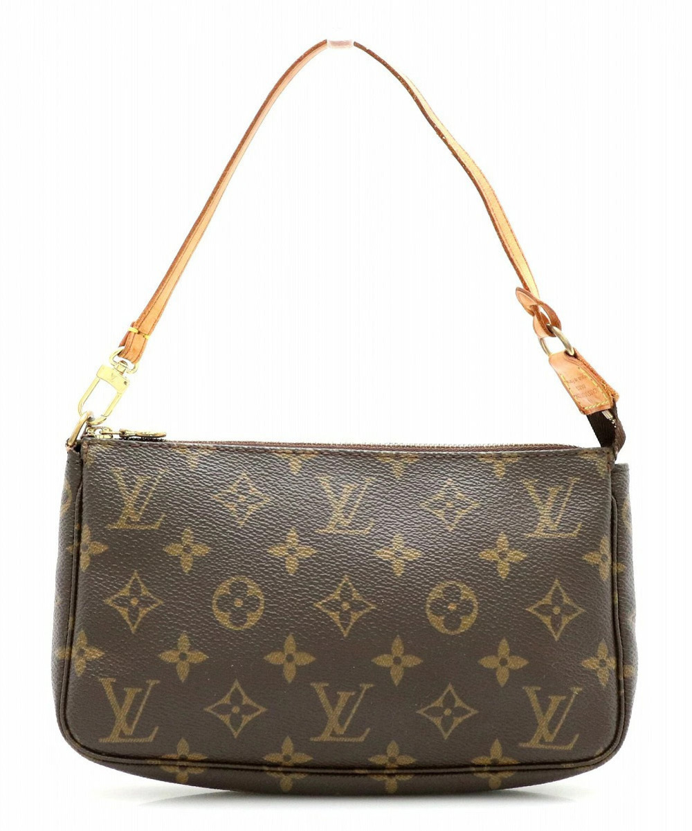 Louis Vuitton Monogram Pochette Accessoires Pouch Handbag Canvas Brown
